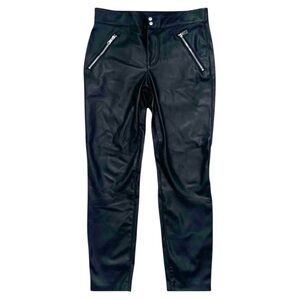Zara Black Faux Leather Pants Zippered Pockets Straight Leg Moto Biker Grunge